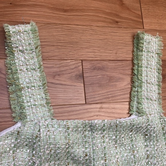NWT House of Harlow 1960 light green tweed minidress size Large - Picture 2 of 4